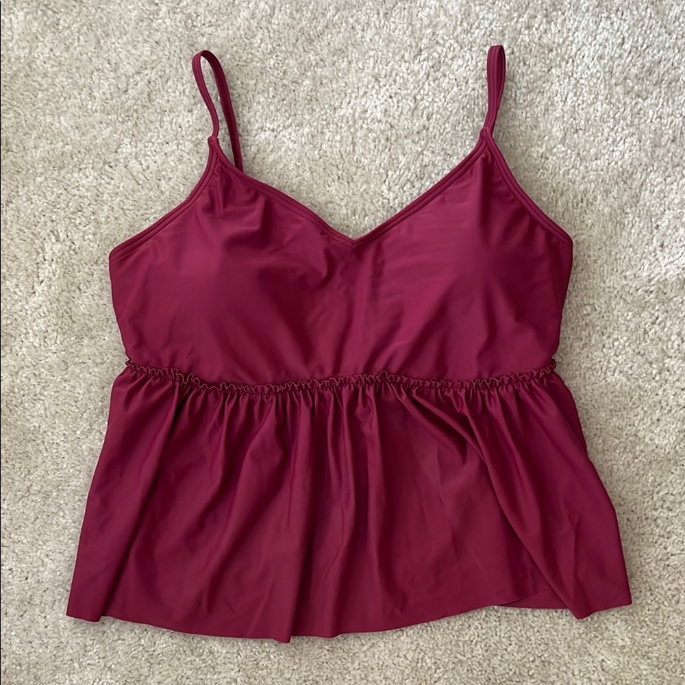 Burgundy Tankini Swim Top, L